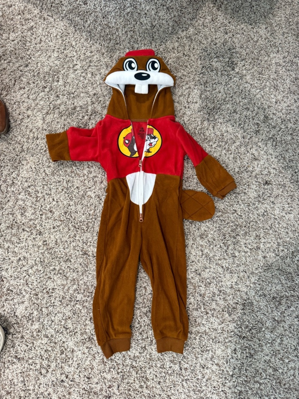 Kids Brown and Red Beaver Hooded Onesie Costume
